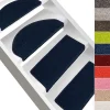 Floordirekt Marchettes d'escalier Dynasty Velours, antidérapantes, Bleu, Semi-Circulaire, 23,5 x 65 cm -- Accessoire D'Escalier