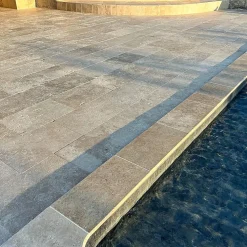 Ligerio Travertin<Margelle piscine travertin mix 61x33x3 cm bord droit vieilli