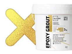 Ilcom Mastic époxy bi-composant pour le remplissage des joints - Or métallique - 3Kg- Joint Carrelage Sol