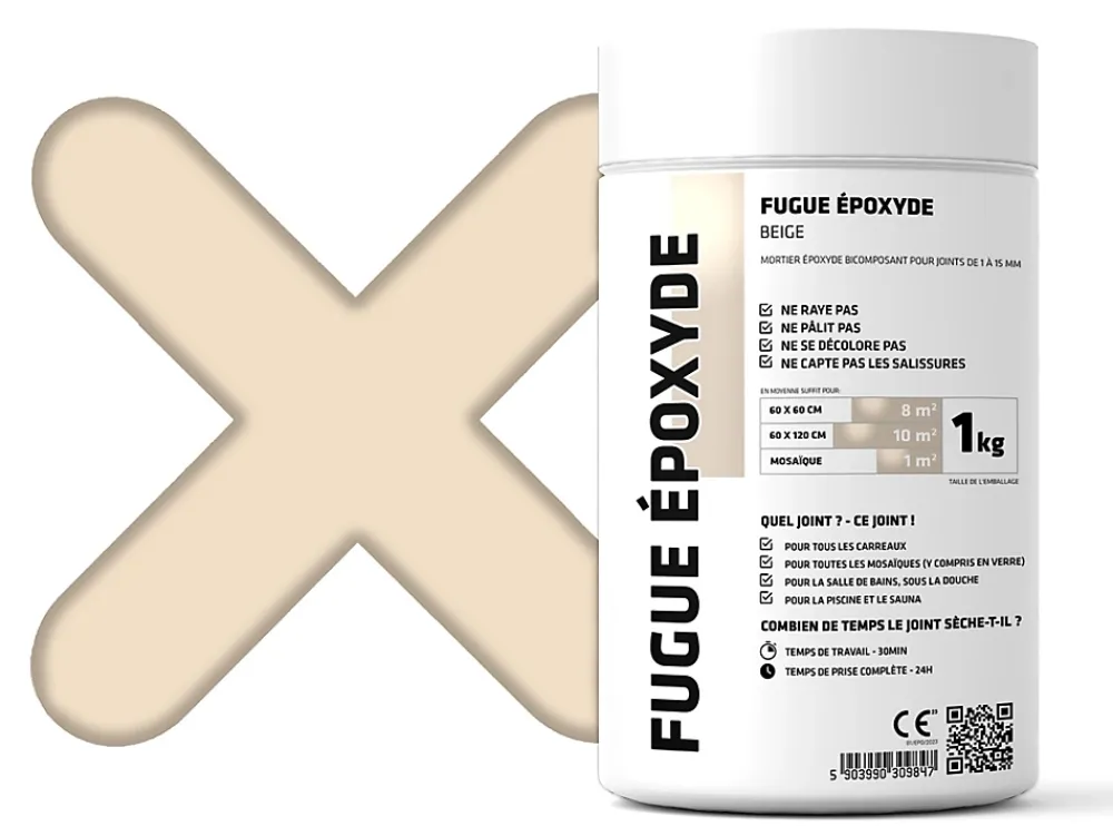 Ilcom Mastic époxy bi-composant pour le remplissage des joints - Beige - 1Kg- Joint Carrelage Sol