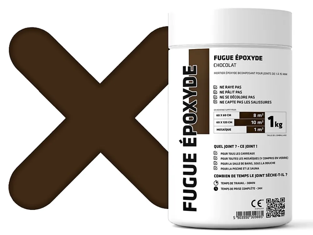 Ilcom Joint Carrelage Sol<Mastic époxy bi-composant pour le remplissage des joints - Brun chocolat - 1Kg