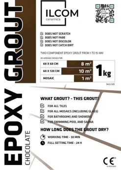 Ilcom Joint Carrelage Sol<Mastic époxy bi-composant pour le remplissage des joints - Brun chocolat - 1Kg