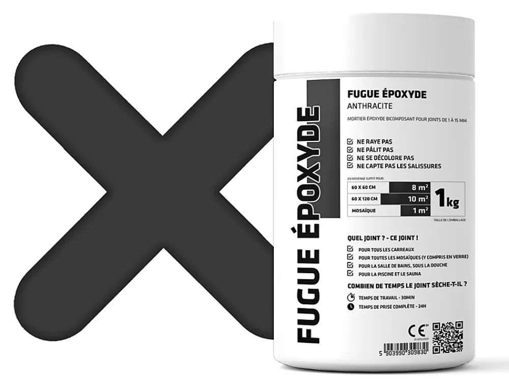Ilcom Mastic époxy bi-composant pour le remplissage des joints - Anthracite - 1Kg- Joint Carrelage Sol