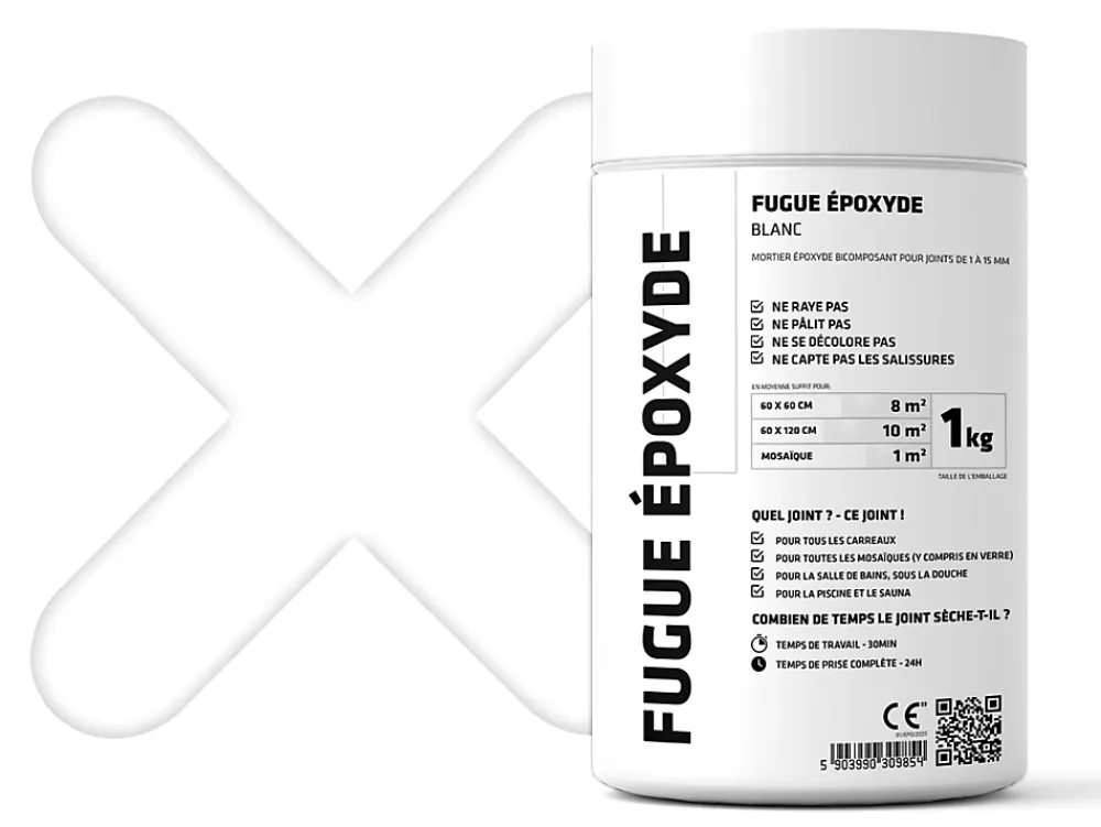Ilcom Joint Carrelage Sol<Mastic époxy bi-composant pour le remplissage des joints - Blanc - 1Kg