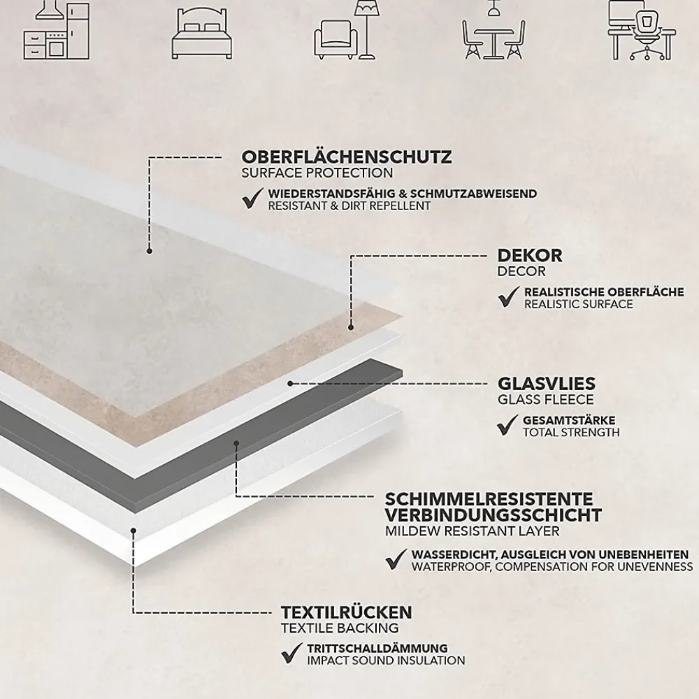 Floordirekt Midas 741m Aspect Bois carrelage Revêtement de Sol, 100 x 100 cm- Dalle Et Lame Pvc
