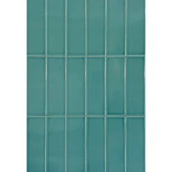 Lux Mosaic Mini Brick Ikon Lisse Teal Série Revêtement Porcelaine Premium 5x15cm- Carrelage Mural Uni