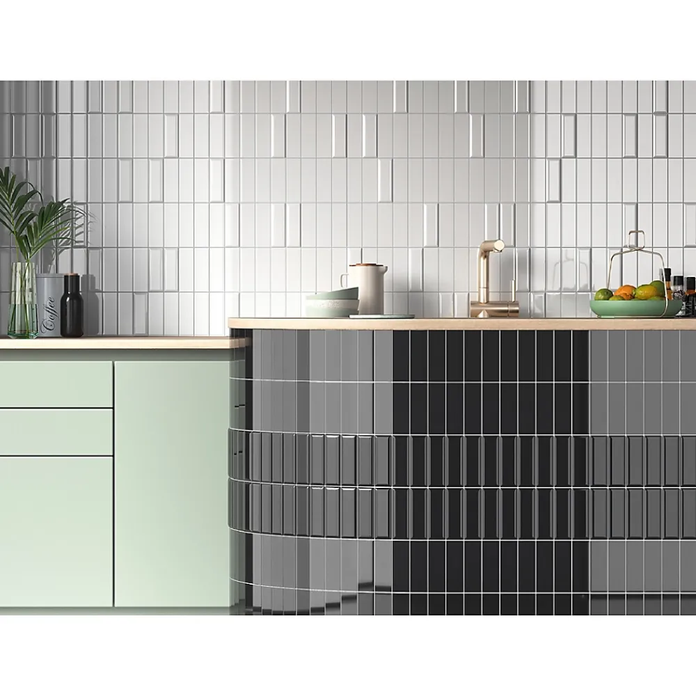 Lux Mosaic Mini Brick Ikon Lisse White Série Revêtement Porcelaine Premium 5x15cm- Carrelage Mural Pour Pièce À Vivre|Carrelage Mural Uni