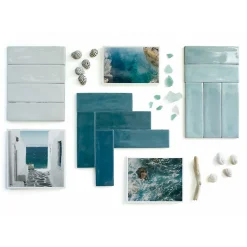 Lux Mosaic Mini Brick Série Calpe Blue Porcelaine Premium 5x15cm.- Carrelage Mural Pour Douche