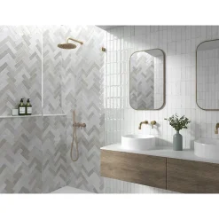 Lux Mosaic Mini Brick Série Calpe Greige Porcelaine Premium 5x15cm.- Carrelage Mural Pour Cuisine