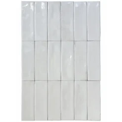 Lux Mosaic Mini Brick Série Calpe White Porcelaine Premium 5x15cm.- Carrelage Mural Pour Wc