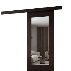 MINIO go for it Porte Coulissante<, porte coulissante CLEAN I 76 cm portes de chambre, avec miroir, wengé