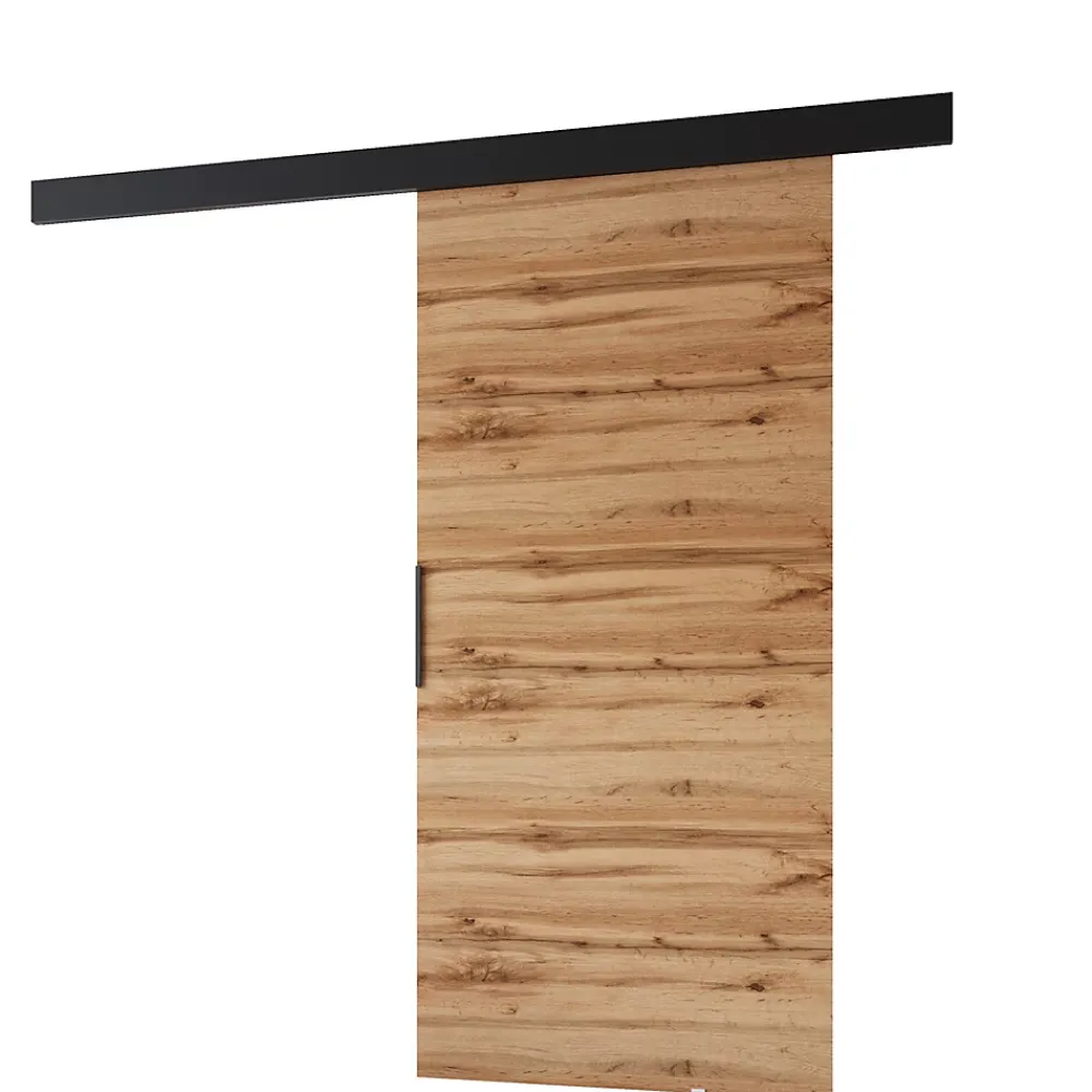 MINIO go for it , porte coulissante PRIM A 96 cm, Poignée noire, Chêne Wotan / Noir- Porte Coulissante