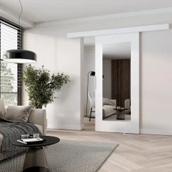 MINIO go for it Porte Coulissante<, porte coulissante CLEAN I 86 cm portes de chambre, avec miroir, Blanc