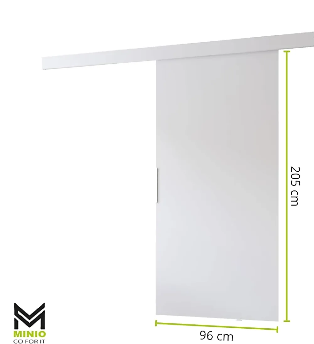 MINIO go for it Porte Coulissante<, porte coulissante PRIM1K96 cm, barre décorative, panneau supérieur, poignée de porte en noir, Chêne Sonoma/Noir