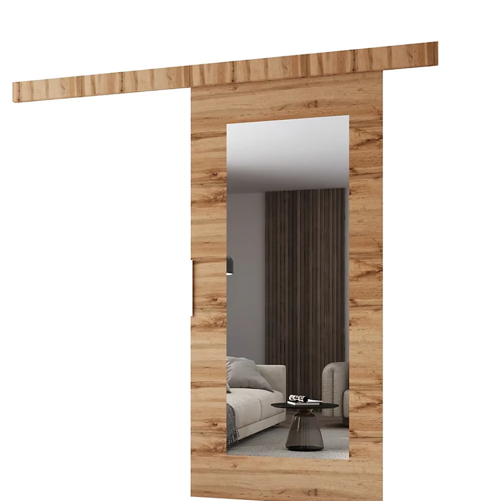 MINIO go for it , porte coulissante CLEAN I 76 cm portes de chambre, avec miroir, Chêne Wotan- Porte Coulissante
