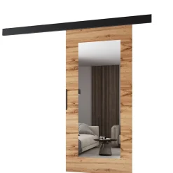 MINIO go for it , porte coulissante PRIM, 106 cm, avec miroir, Chêne Wotan / Noir- Porte Coulissante