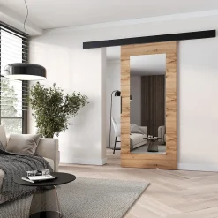 MINIO go for it , porte coulissante PRIM, 106 cm, avec miroir, Chêne Wotan / Noir- Porte Coulissante