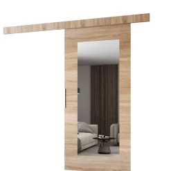 MINIO go for it Porte Coulissante<, porte coulissante CLEAN I 96 cm portes de chambre, avec miroir, Chêne Sonoma