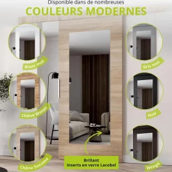 MINIO go for it Porte Coulissante<, porte coulissante CLEAN I 96 cm portes de chambre, avec miroir, Chêne Sonoma