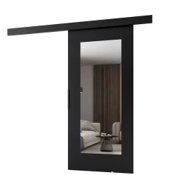 MINIO go for it Porte Coulissante<, porte coulissante CLEAN I 76 cm portes de chambre, avec miroir, Noir