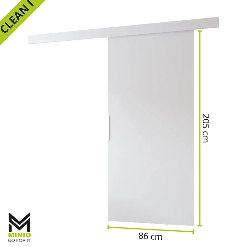 MINIO go for it Porte Coulissante<, porte coulissante CLEAN I 86 cm portes de chambre, avec miroir, Chêne Sonoma