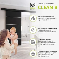MINIO go for it porte coulissante CLEAN B 96 cm Portes de chambre, Blanc- Porte Coulissante