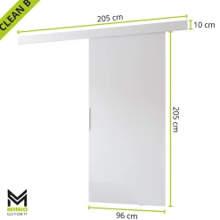 MINIO go for it porte coulissante CLEAN B 96 cm Portes de chambre, Blanc- Porte Coulissante