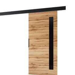 MINIO go for it Porte Coulissante<, porte coulissante PRIM G 96 cm, Chêne Wotan / noir / éléments décoratifs-noir / poignée noire