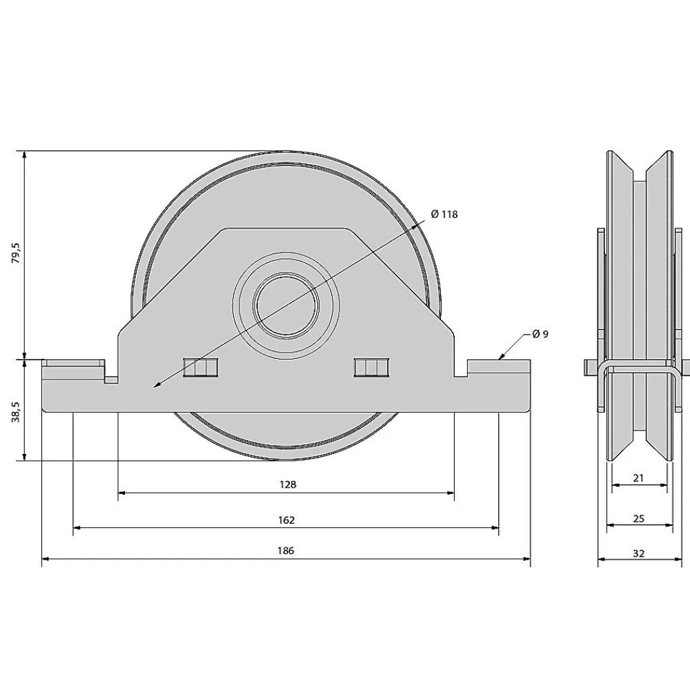 Slid’Up By Mantion Accesoire Pour Volet<Monture à support intérieur pour portail coulissant - Galet 120 mm à gorge en V 21 mm - 500 kg