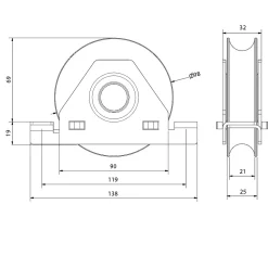 Slid’Up By Mantion Accesoire Pour Volet<Monture à support intérieur en INOX pour portail coulissant - Galet 100 mm à gorge ronde 21 mm - 400 kg