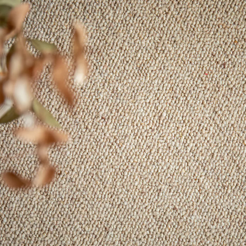 Décoweb Moquette pure laine vierge bouclée - Mallow - Beige - Echantillon 15 x 20 cm- Moquette|Moquette