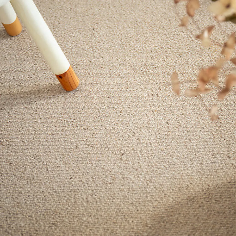 Décoweb Moquette pure laine vierge bouclée - Mallow - Beige - Echantillon 15 x 20 cm- Moquette|Moquette
