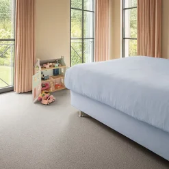 Décoweb Moquette pure laine vierge bouclée - Mallow - Grège - Rouleau de 4m x 4m- Moquette|Moquette