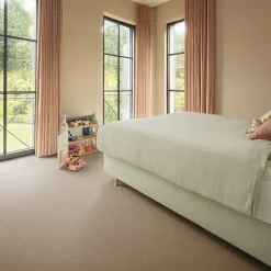 Décoweb Moquette pure laine vierge bouclée - Mallow - Beige - Rouleau de 4m x 3m- Moquette|Moquette
