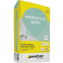 Weber Mortier - colle à adhérence (C2) - COLLE GRES - Sac de 25 Kg - GRIS- Colle Carrelage Sol
