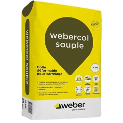 Weber Mortier - colle déformable pour carrelage (C2 et S1) - COLLE SOUPLE - Sac de 25 Kg - Gris- Colle Carrelage Sol