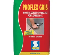 Semin Mortier Colle Déformable pour Carrelage Proflex Gris , Intérieur/Extérieur, sac de 25 kg- Colle Carrelage Sol