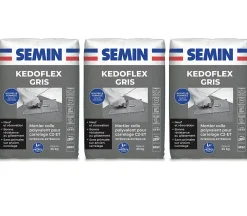 Semin Mortier Colle Polyvalent pour Carrelage Kedoflex Gris , Intérieur/Extérieur, sac de 25 kg, lot de 3- Colle Carrelage Sol