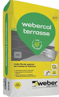 Weber Colle Carrelage Sol<Mortier- colle pour carrelage (C2E) COL TERASSE - Sac de 25 Kg - BEIGE