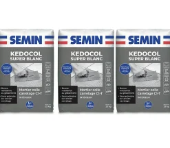 Semin Joint Carrelage Sol<Mortier Colle pour Carrelage Kedocol Super Blanc , Poudre, Intérieur, sac de 25 kg, lot de 2
