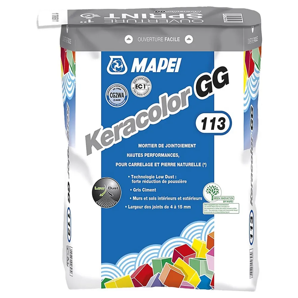 Mapei Mortier de jointoiement KERACOLOR GG - Coloris: 111 Gris Argent - sac de 25kg- Joint Carrelage Sol