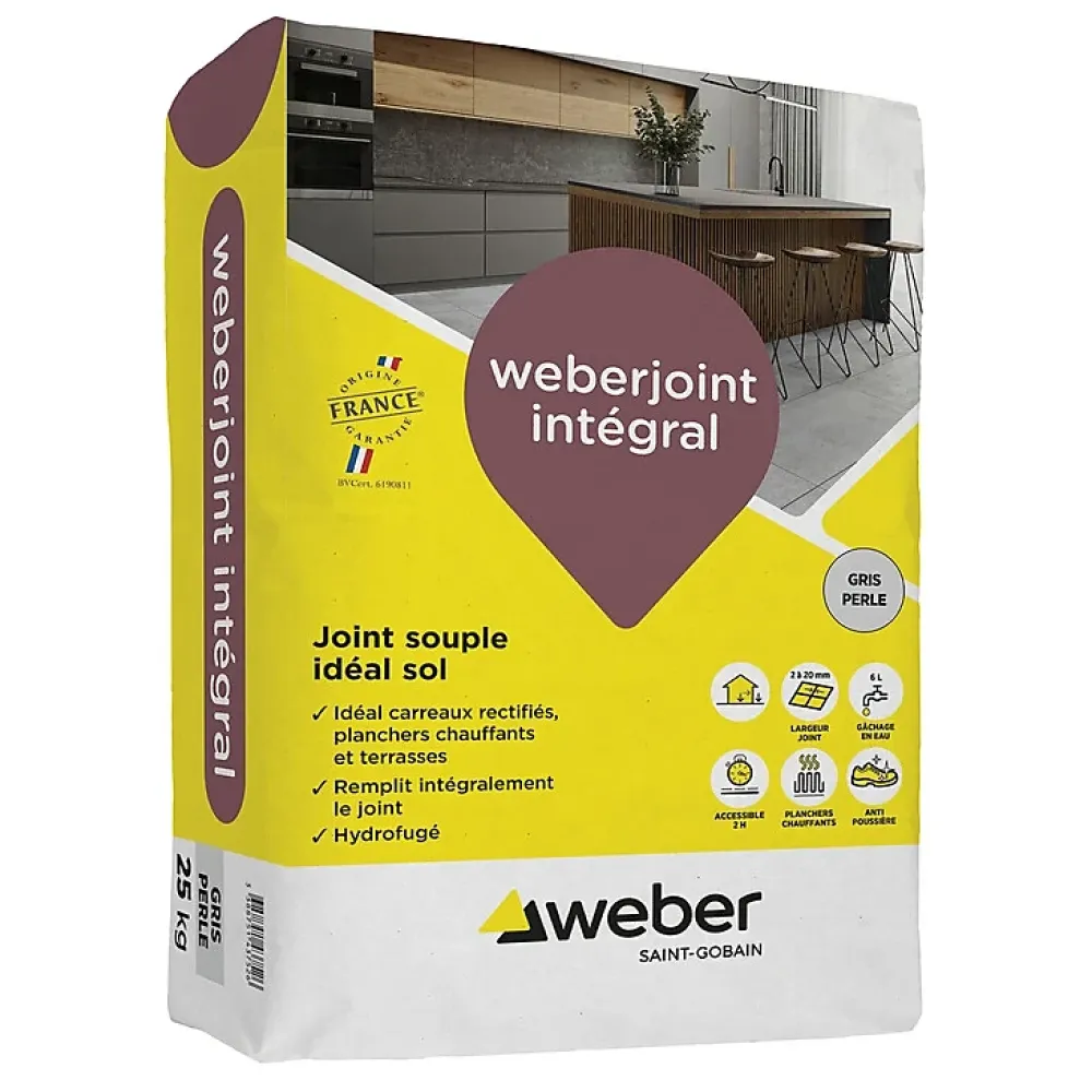 Weber Mortier pour joints de carrelage JOINT INTEGRAL - Sac de 25 Kg - BEIGE PIERRE E03- Joint Carrelage Sol