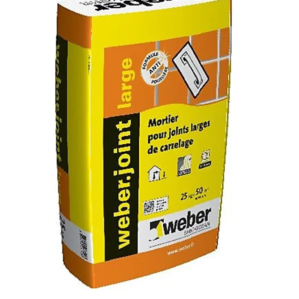 Weber Mortier pour joints de carrelage - Le Sac de 25 Kg - GRIS PERLE- Joint Carrelage Sol