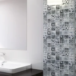Carrelage Signature Mosaique d'aluminium brosse 4.8X4.8 cm Decor Patchwork Contemporain - vendu par plaque de 30 X 30 cm -- Mosaïque Pour Wc|Mosaïque Pour Salle De Bains