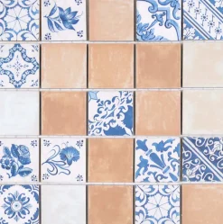 Carrelage Signature Mosaïque Pour Wc|Mosaïque<Mosaique de Ceramique 5,6 X 5,6 cm Mix Beige - decors Delphe - vendu par plaque de 30 X 30 cm -