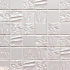 Carrelage Signature Mosaique de Ceramique 4,7 X 4,7 Cm Blanche Relief Vague - vendu par plaque de 30 X 30 cm -- Mosaïque Pour Douche|Mosaïque Pour Wc