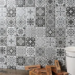 Carrelage Signature Mosaique de Ceramique 4,8 X4,8 Cm Patchwork Gris - vendu par plaque de 30 X 30 cm -- Mosaïque|Mosaïque Pour Salle De Bains