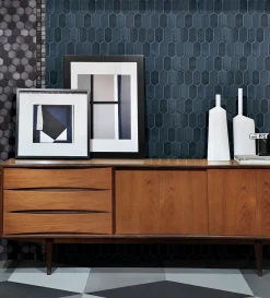 Carrelage Signature Mosaique de Ceramique Noire Hexagone Long - vendu par plaque de 29,6X25,6 Cm -- Mosaïque Pour Wc