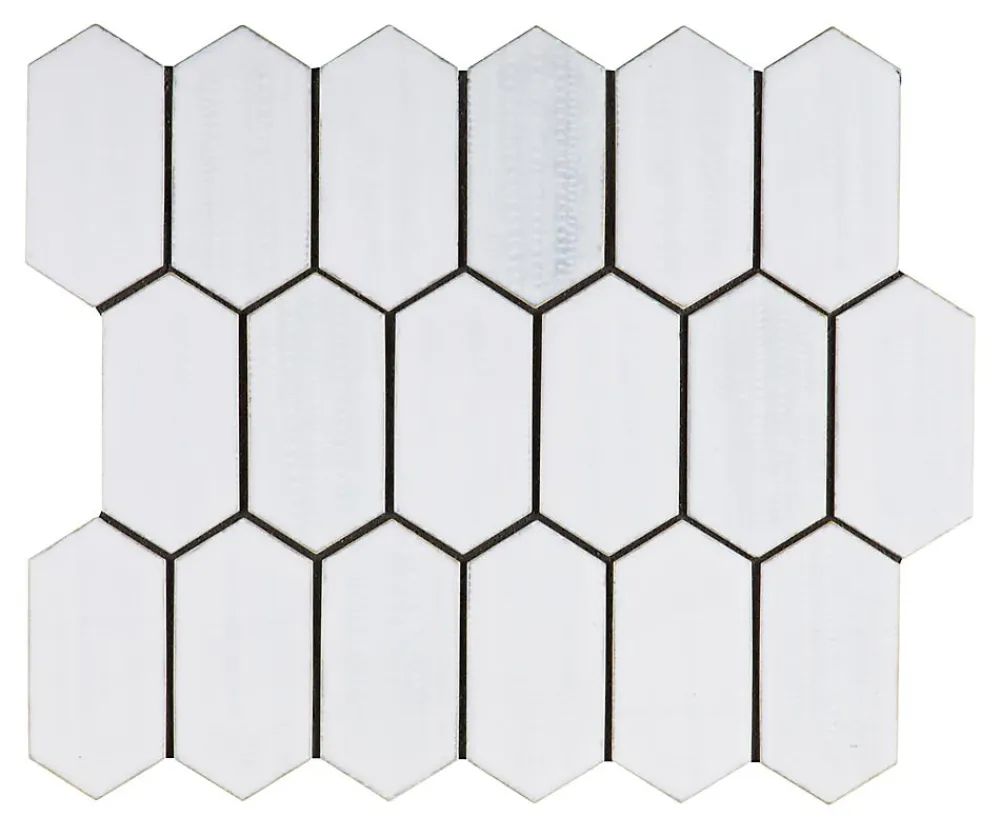 Carrelage Signature Mosaïque Pour Wc|Mosaïque Pour Salle De Bains<Mosaique de céramique Hexagone Long Blanc - vendu par plaque de 29,6X25,6 Cm -