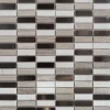 Carrelage Signature Mosaique de marbre Barrettes Blanc et Beige + Inox Argent - vendu par plaque de 30X30 cm -- Mosaïque Pour Pièce À Vivre